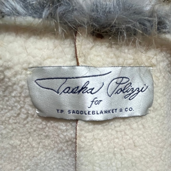 Faux Suede Duster Jacket with Faux Shearling Lining and Faux Fur Detail, Size L - Picture 8 of 8